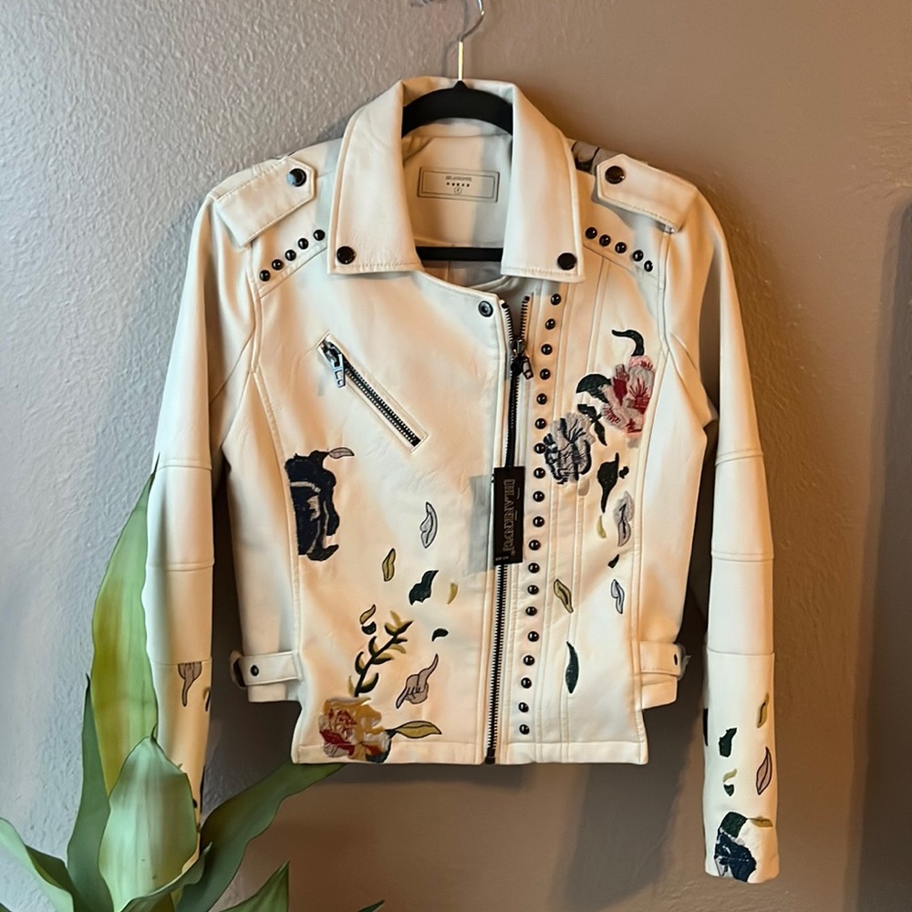 NWT Blank NYC Floral Embroidered Moto Jacket